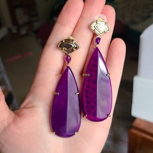 Kendra Scott Vintage Sher Earrings in Gold and Purple Agate
